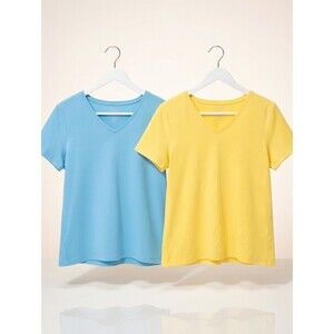 L.L. Bean Supima Cotton Tee Bundle Women's L Navy VG+Pink (Minor Underarm Flaw)